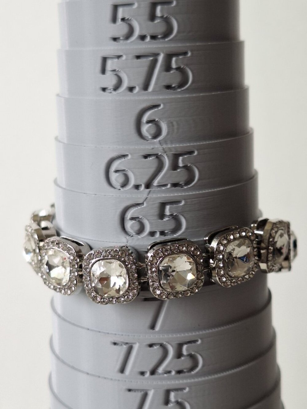 Silver Tone Cushion Cut Glass Crystal Halo Tennis Bracelet Pave Rhinestone